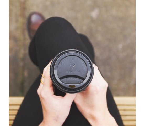 CPLA Černé víčko pro kelímek 300-600ml (50ks)