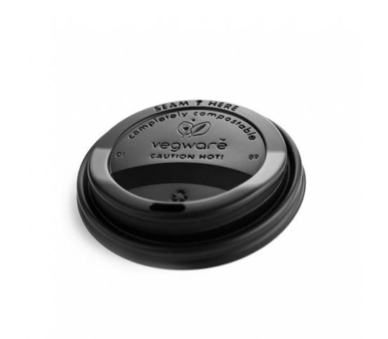 Černé víčko pro kelímky 350ml z bioplastu (50ks) Eco Cups