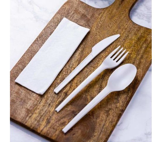 CPLA sada (nůž, lžíce, vidlička - balené) z bioplastu (250ks)