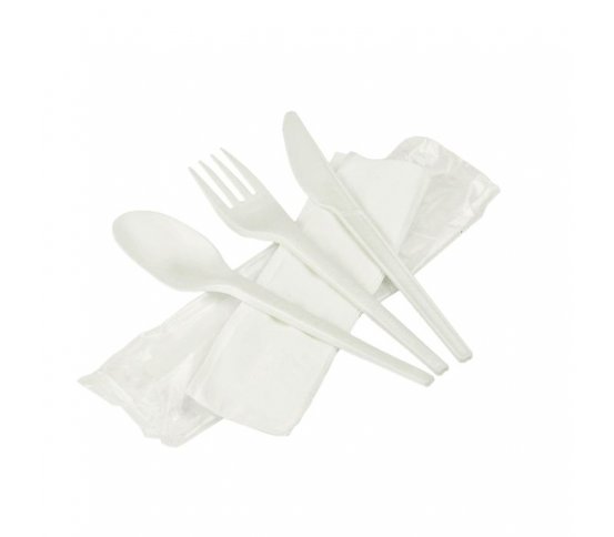 CPLA sada (nůž, lžíce, vidlička - balené) z bioplastu (250ks)