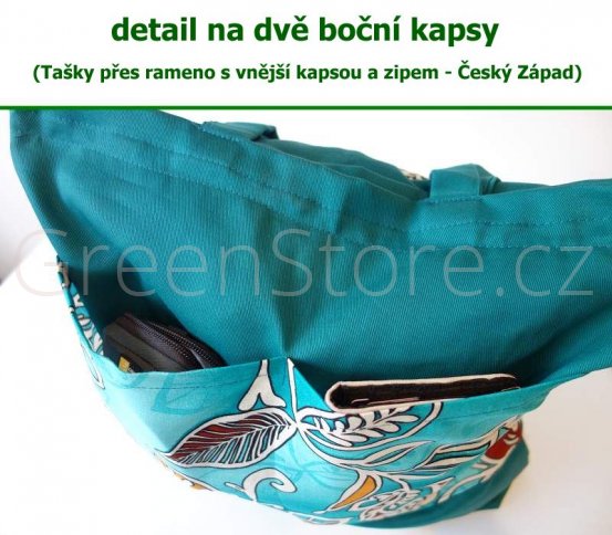 Taška přes rameno s vnější kapsou a zipem - červená Český západ