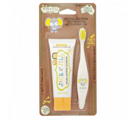 Dětská sada Kartáček Sloník a zubní pasta Banán 50g Jack N Jill