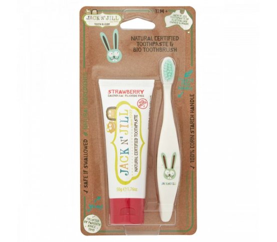 Dětská sada Kartáček Zajíc a zubní pasta Jahoda 50g Jack N Jill