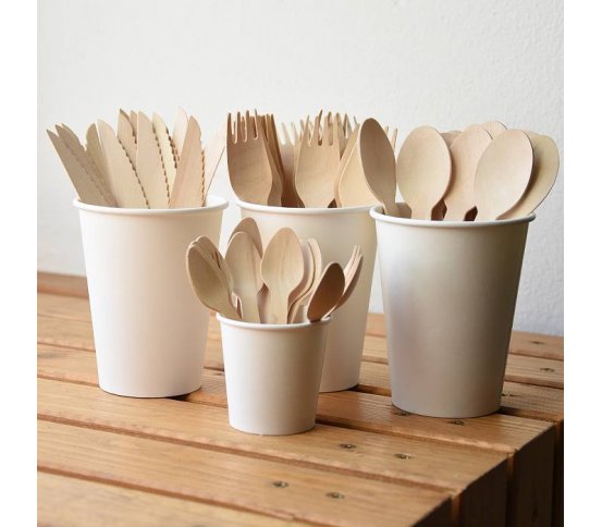 Dřevěné eko příbory 16.5cm z dýhy (100ks) wimex