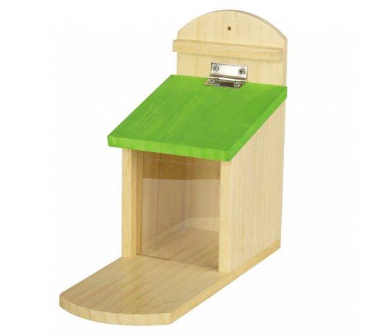 Dřevěné krmítko pro veverky s plexisklem - zelené