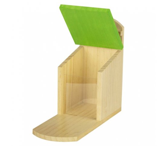 Dřevěné krmítko pro veverky s plexisklem - zelené 1