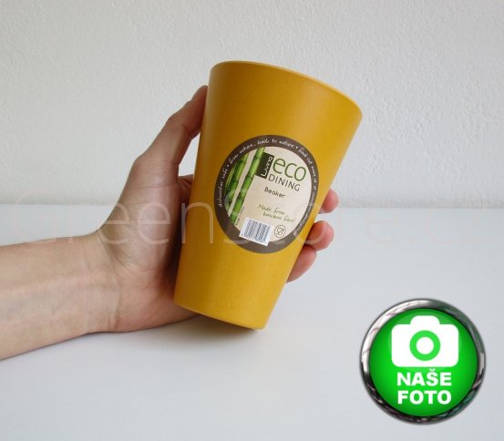 Eco Dining nápojový kelímek bambusový 350ml žlutý