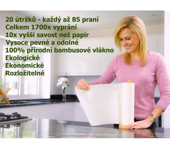 EcoEgg pratelné bambusové utěrky 20ks - 1700 použití