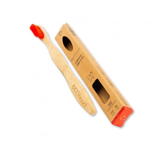 Ecohead Bambusový zubní kartáček Soft - červený 1