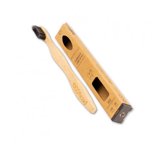 Ecohead Bambusový zubní kartáček Soft s aktivním uhlím 1