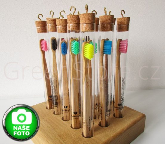 EcoHeart Bambusové kartáčky ve skleněných pouzdrech