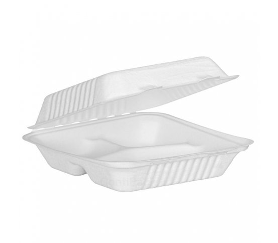 EKO Menu box z třtiny 3-dílný 23x23x8cm Conti (50ks)