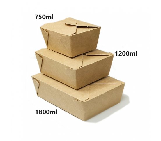 Jednorázové papírové boxy na jídlo hnědé kraft Eko