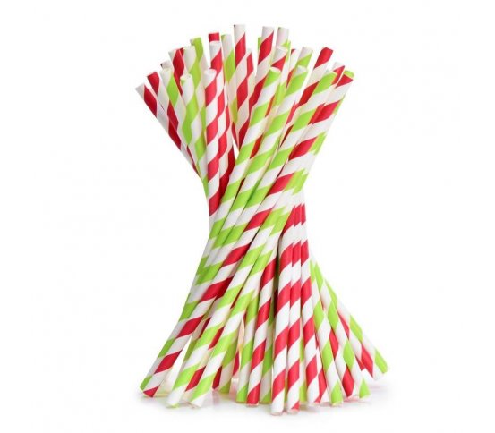 Ekoslámky Papírová brčka 50ks - červená GoEco