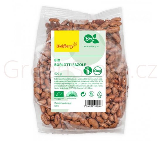 Fazole Borlotti v BIO kvalitě 500g Wolfberry