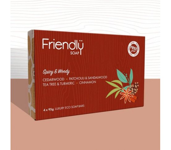 Friendly Soap Dárková sada mýdel Spicy and Woody 4x95g 2