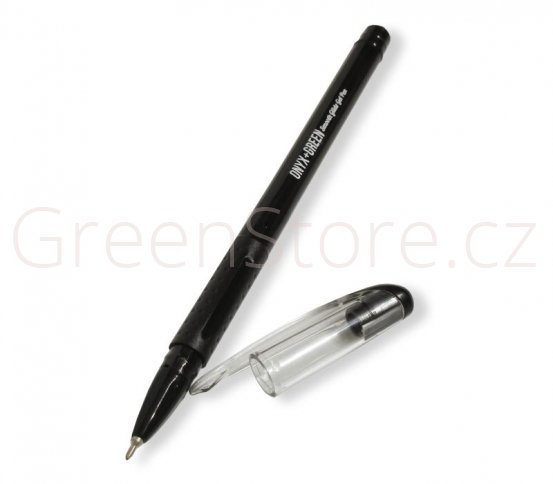 Gelová pera z recyklovaného plastu 10ks - černá náplň Onyx Green