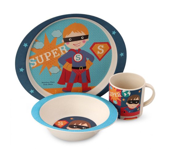 GoEco 3 dílná dětská jídelní sada - super boy