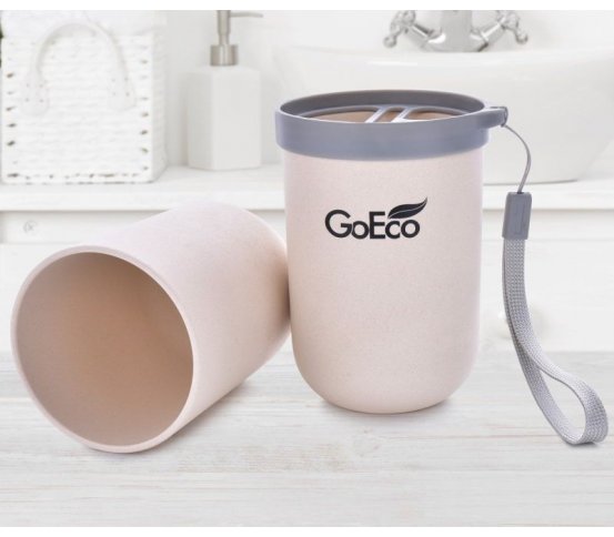 GoEco Bambusové cestovní pouzdro 3v1 - krémové