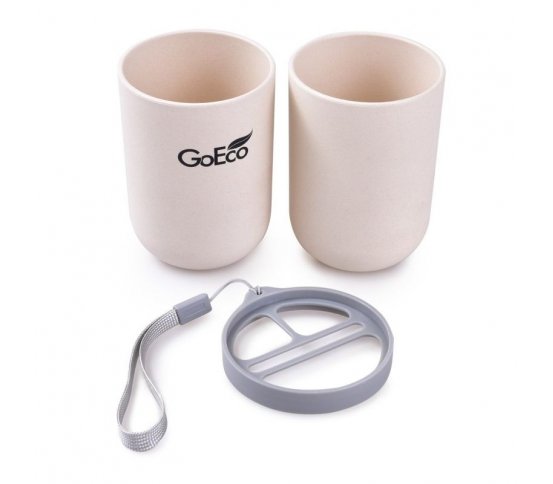 GoEco Bambusové cestovní pouzdro 3v1 - krémové