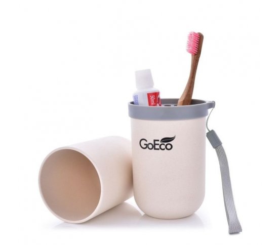 GoEco Bambusové cestovní pouzdro 3v1 - krémové