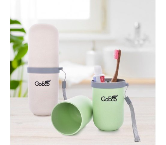 GoEco Bambusové cestovní pouzdro 3v1 - zelené