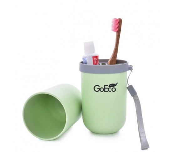 GoEco Bambusové cestovní pouzdro 3v1 - zelené