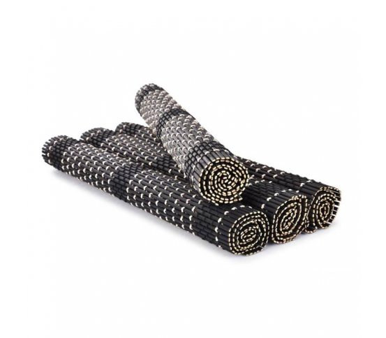 Designová sada prostírání z bambusu v černé barvě