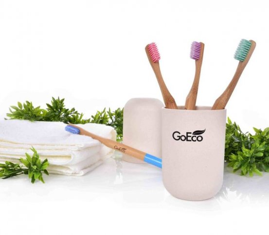 GoEco Bambusový zubní kartáček soft - modrý