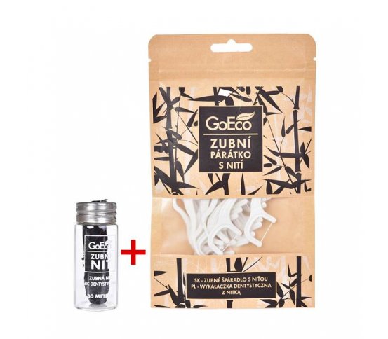 GoEco Sada zubní nit 30m a 30ks zubních párátek