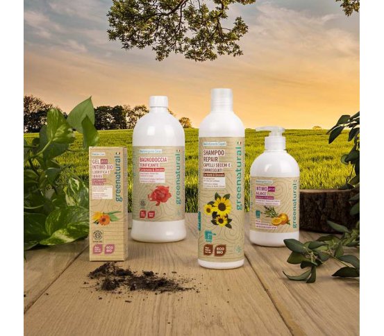 Greenatural Regenerační sprchový gel aloe vera a oliva BIO 1l