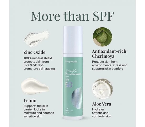 Hemptouch Minerální Opalovací fluid Invisible SPF 50 50ml 4