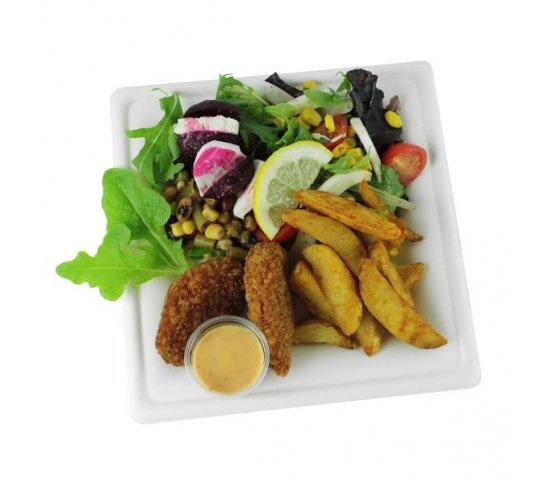 Hranatý talíř KARO 20x20cm z cukrové třtiny (50ks)