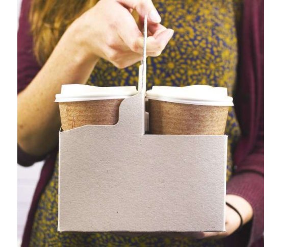 Kartonový nosič s uchem pro 4ks kelímků (200ks)