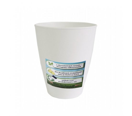 Nápojový kelímek 250ml z bioplastu - bílý Biodora