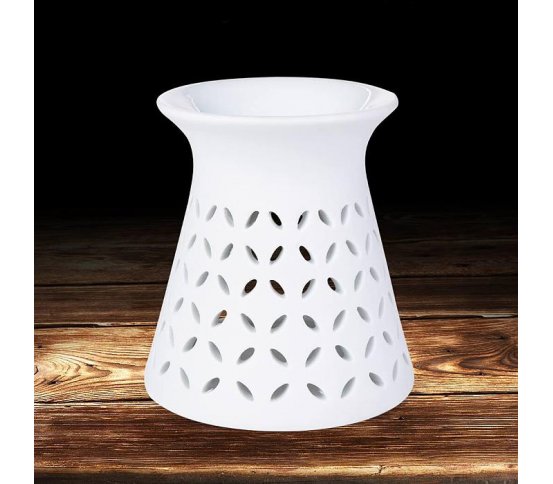 Keramická aromalampa s dekorem - matná bílá
