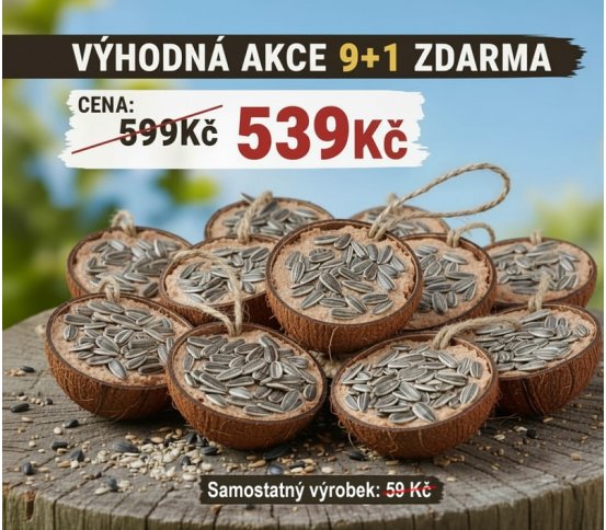 Kokosová krmítka s lojem a slunečnicí 9 1 zdarma Zolux