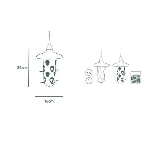 Krmítko a pítko 3v1 pro ptáky Robin - zelené Plastia 10