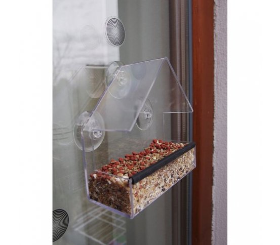 Krmítko domeček na okno s přísavkami do města