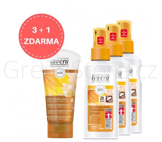 Lavera Opalovací mléko ve spreji SPF20 125ml 3ks   Samoopalovací pleťový krém 50ml zdarma