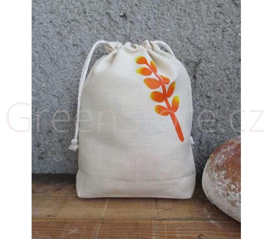 Lněný pytlík na pečivo - malý s potiskem Český západ