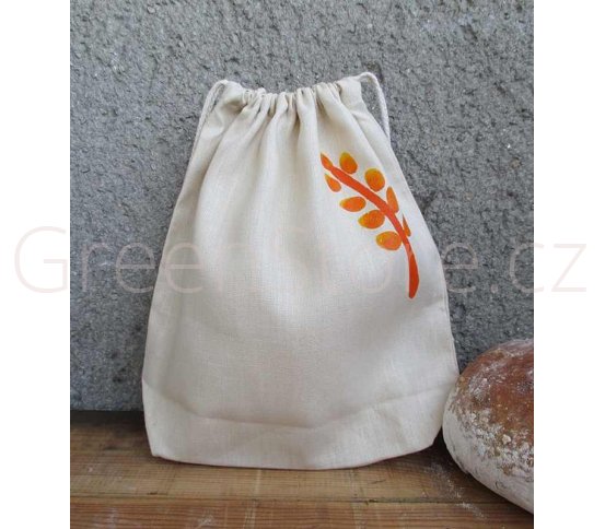 Lněný pytlík na pečivo - střední s potiskem Český západ