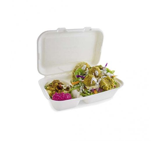 Menu box 2 sekce 1000ml - 23x15cm z cukrové třtiny (50ks)