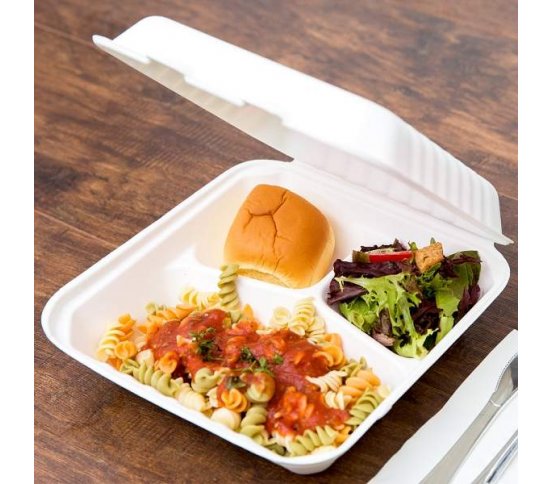 Menu box 3 sekce 1500ml - 22x20cm z cukrové třtiny (50ks)