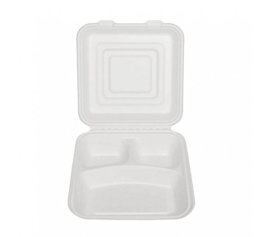 Menu box 3 sekce 1500ml - 22x20cm z cukrové třtiny (50ks)