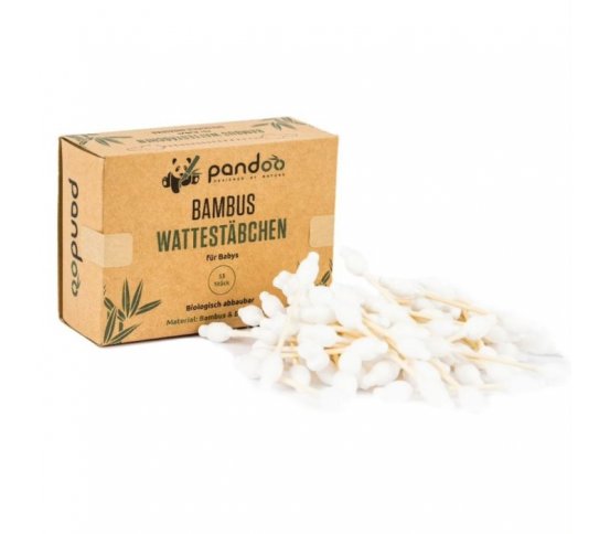 Pandoo Bambusové dětské vatové tyčinky s bio bavlnou 55ks