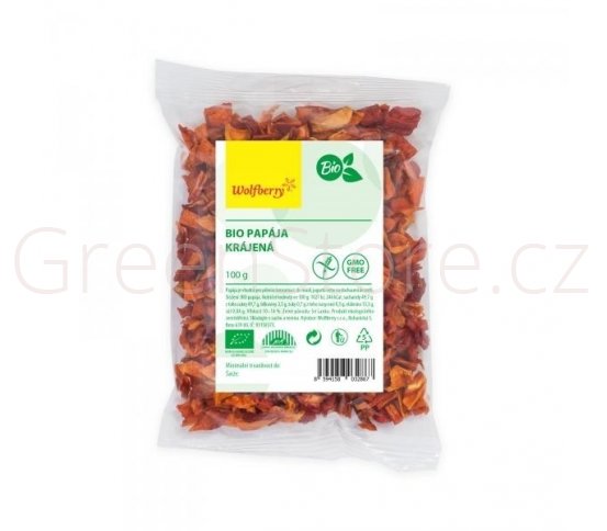 Papája krájená v BIO kvalitě 100g Wolfbery