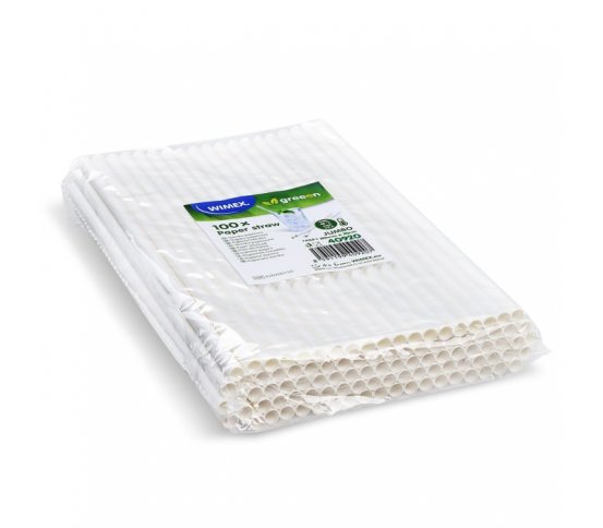 Papírová Bílá brčka Jumbo 8mm x 20cm (100ks) wimex 1