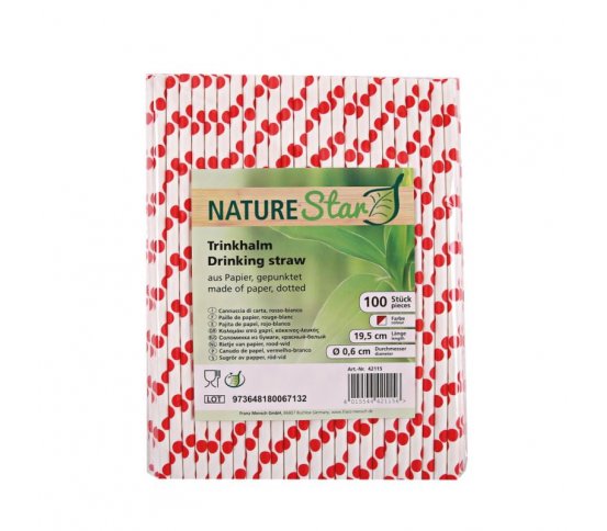 Papírová brčka 6mm x 20cm - červené puntíky (100ks)