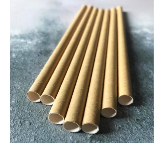 Papírová Kraft brčka ⌀6mm x 20cm (100ks)